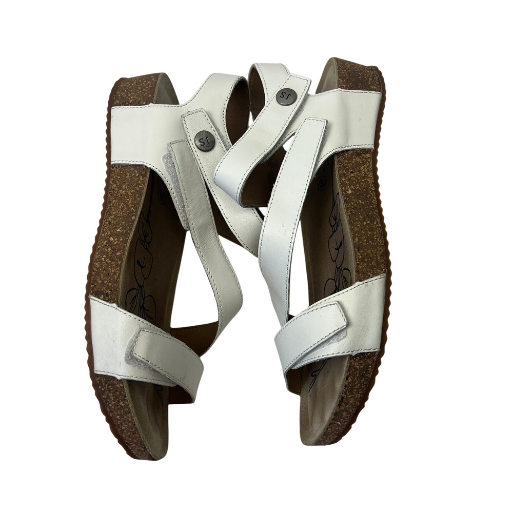 Josef Seibel Tonga 25 White Leather Strappy Cork Wedge Sandals EU 39 US 8.5 Boho - Picture 5 of 9